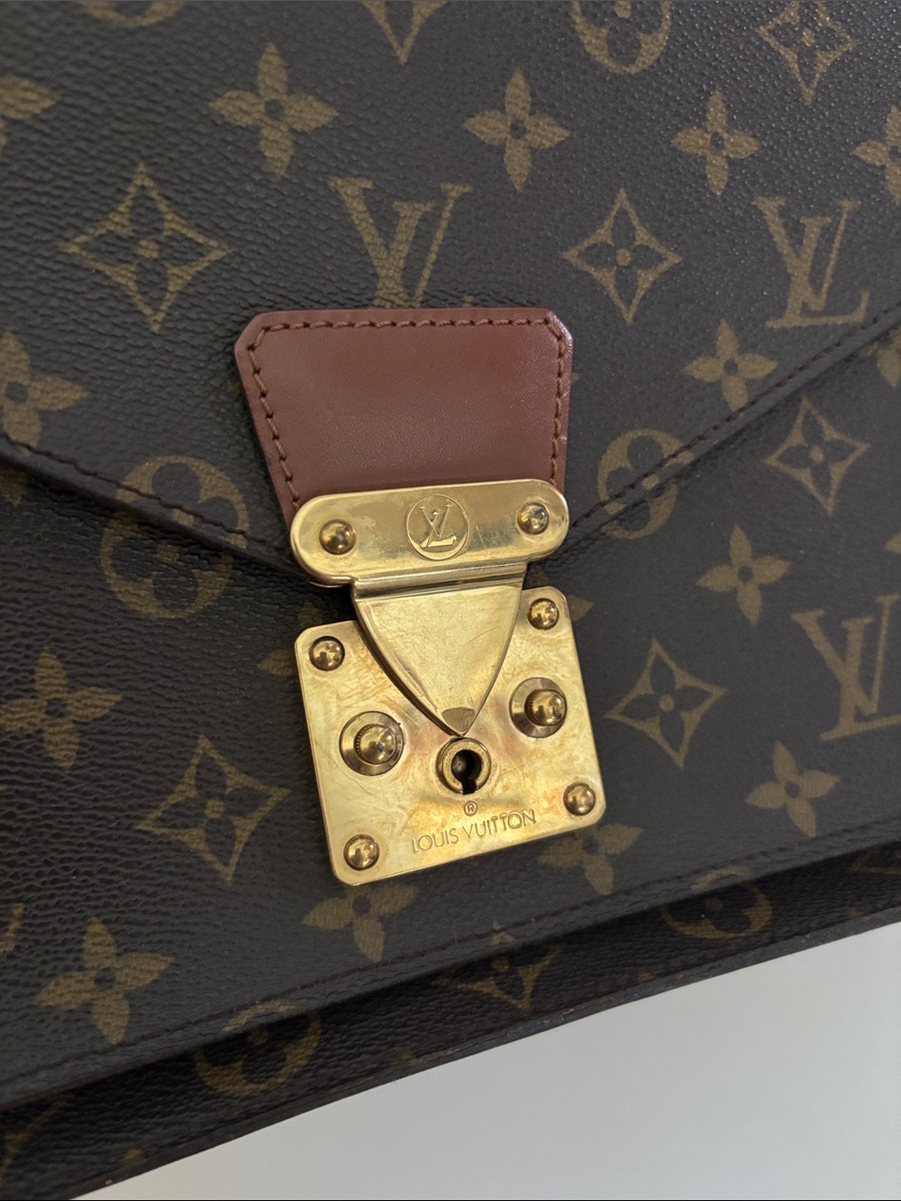Louis Vuitton Monceau 28 Monogram Canvas Satchel in Brown with Gold Hardware - Picture 3 of 17